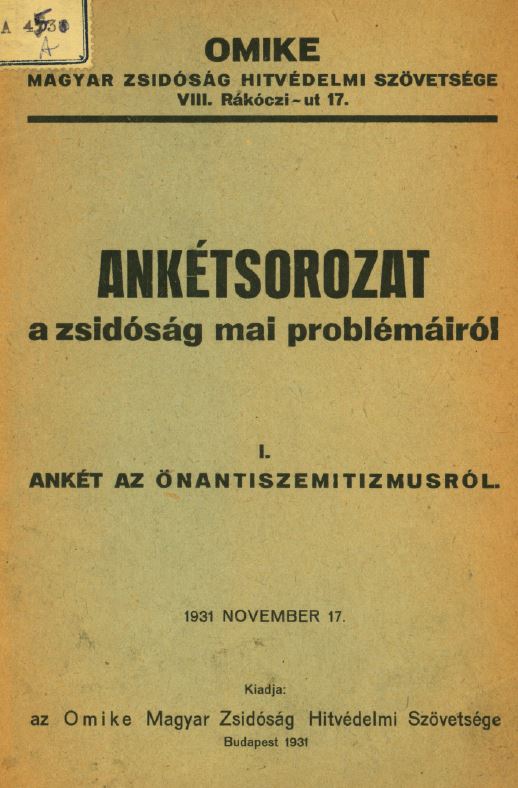 Ank&eacute;t az &ouml;nantiszemitizmusr&oacute;l
