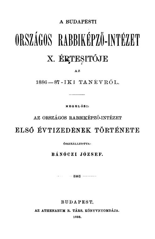 Az Orsz&aacute;gos Rabbik&eacute;pző-Int&eacute;zet első &eacute;vtized&eacute;nek t&ouml;rt&eacute;nete