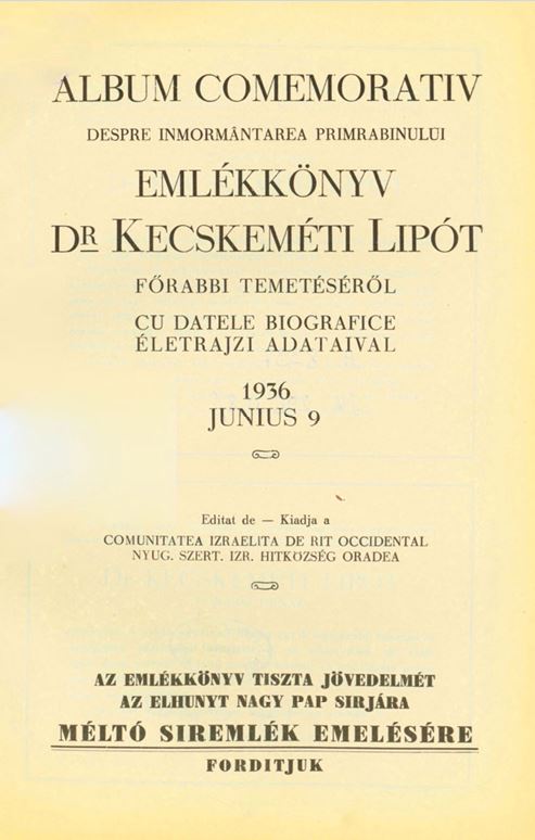 Jubileumi eml&eacute;kk&ouml;nyv Dr. Blau Lajos, a Ferenc J&oacute;zsef Orsz&aacute;gos Rabbik&eacute;pző Int&eacute;zet igazgat&oacute;j&aacute;nak hatvan&ouml;t&ouml;dik sz&uuml;let&eacute;snapja &eacute;s negyven&eacute;ves &iacute;r&oacute;i jubileuma alkalm&aacute;b&oacute;l