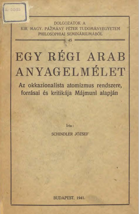 Egy r&eacute;gi arab anyagelm&eacute;let