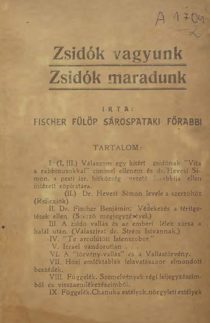 Zsid&oacute;k vagyunk zsid&oacute;k maradunk