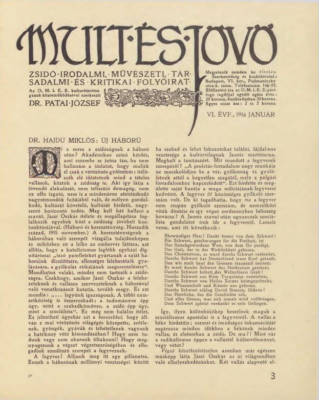 Mult &eacute;s J&ouml;vő 6. &eacute;vf. (1916. janu&aacute;r)