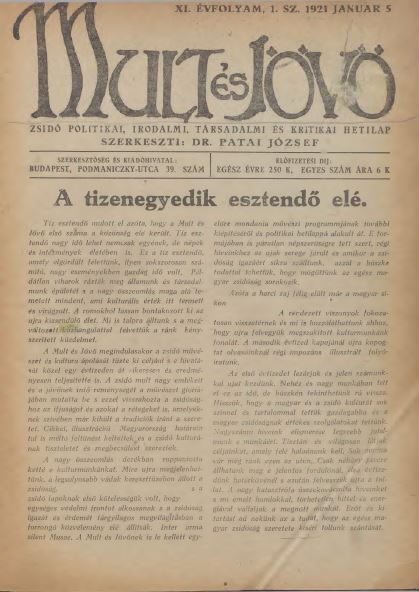 Mult &eacute;s J&ouml;vő 11. &eacute;vf. (1921. janu&aacute;r)