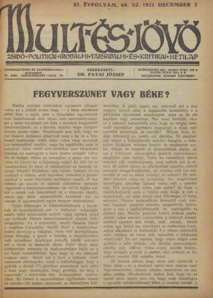 Mult &eacute;s J&ouml;vő 11. &eacute;vf. (1921. december)