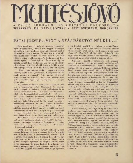 Mult &eacute;s J&ouml;vő 29. &eacute;vf. (1939. janu&aacute;r)