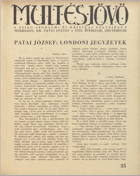 Mult &eacute;s J&ouml;vő 29. &eacute;vf. (1939. febru&aacute;r)