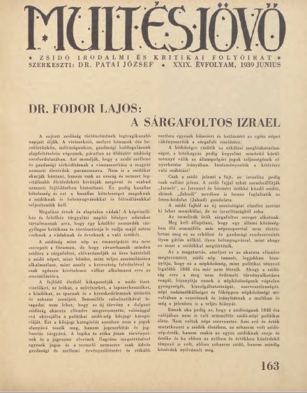 Mult &eacute;s J&ouml;vő 29. &eacute;vf. (1939. j&uacute;nius)