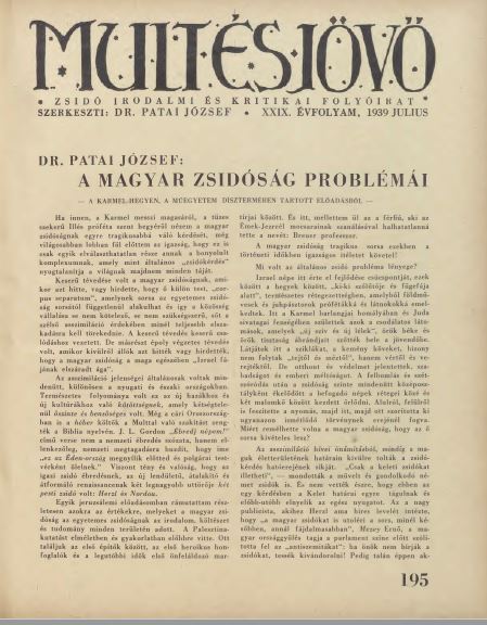Mult &eacute;s J&ouml;vő 29. &eacute;vf. (1939. j&uacute;lius)