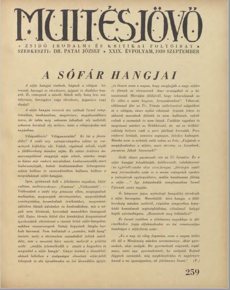 Mult &eacute;s J&ouml;vő 29. &eacute;vf. (1939. szeptember)