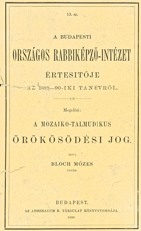 A Budapesti Orsz&aacute;gos Rabbik&eacute;pző-Int&eacute;zet &Eacute;rtes&iacute;tője az 1889-1890-iki tan&eacute;vről