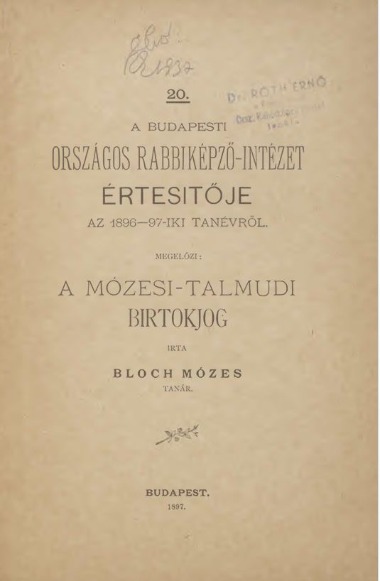 A Budapesti Orsz&aacute;gos Rabbik&eacute;pző-Int&eacute;zet &Eacute;rtes&iacute;tője az 1896-1897-iki tan&eacute;vről