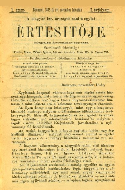 A Magyar Izraelita Orsz&aacute;gos Tan&iacute;t&oacute;-Egylet &eacute;rtes&iacute;tője