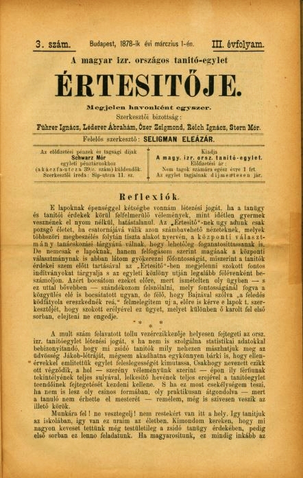 A Magyar Izraelita Orsz&aacute;gos Tan&iacute;t&oacute;-Egylet &eacute;rtes&iacute;tője