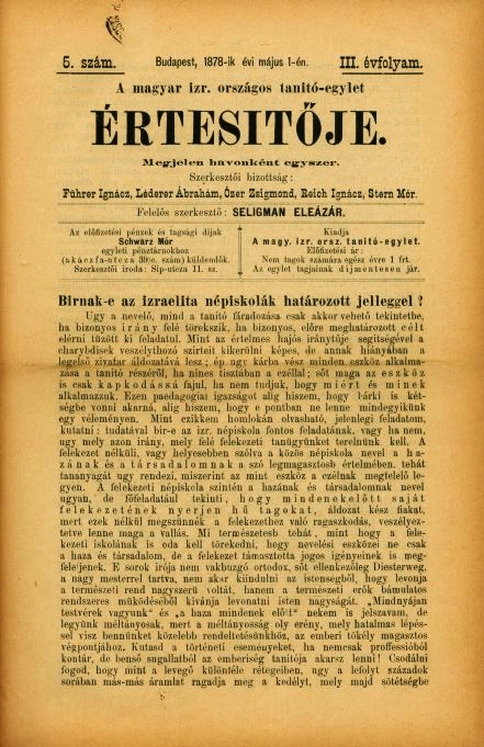 A Magyar Izraelita Orsz&aacute;gos Tan&iacute;t&oacute;-Egylet &eacute;rtes&iacute;tője
