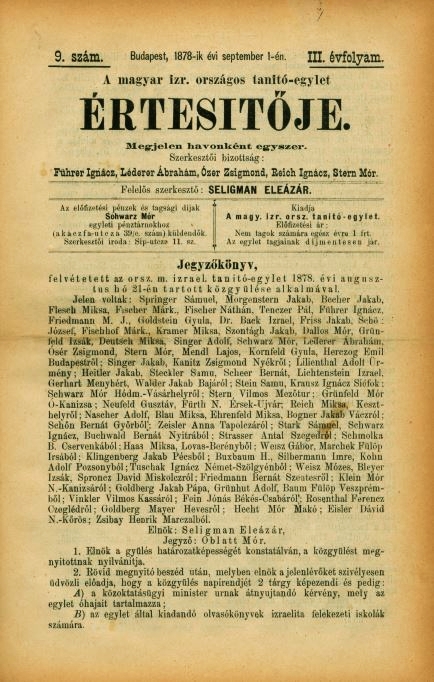 A Magyar Izraelita Orsz&aacute;gos Tan&iacute;t&oacute;-Egylet &eacute;rtes&iacute;tője