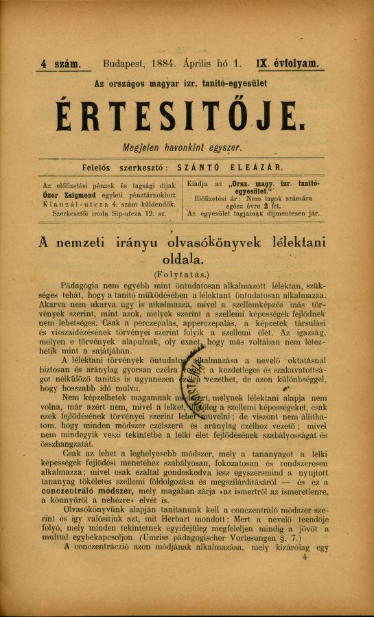 A Magyar Izraelita Orsz&aacute;gos Tan&iacute;t&oacute;-Egylet &eacute;rtes&iacute;tője