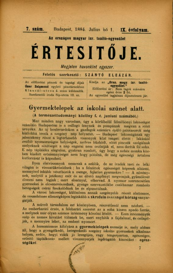 A Magyar Izraelita Orsz&aacute;gos Tan&iacute;t&oacute;-Egylet &eacute;rtes&iacute;tője