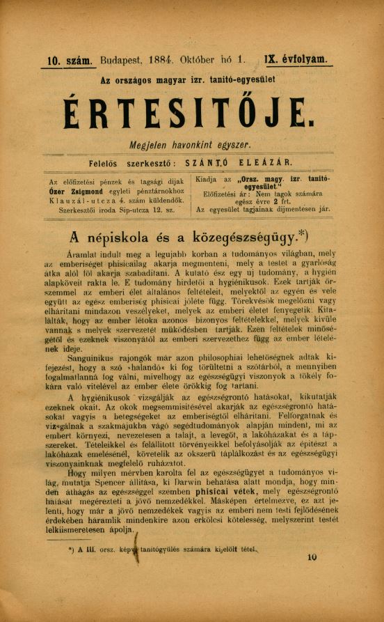 A Magyar Izraelita Orsz&aacute;gos Tan&iacute;t&oacute;-Egylet &eacute;rtes&iacute;tője
