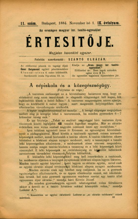 A Magyar Izraelita Orsz&aacute;gos Tan&iacute;t&oacute;-Egylet &eacute;rtes&iacute;tője