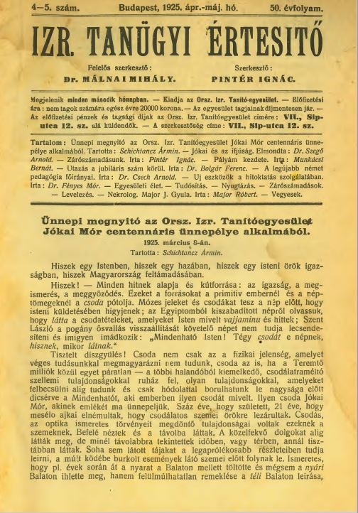 Izraelita Tan&uuml;gyi &Eacute;rtes&iacute;tő