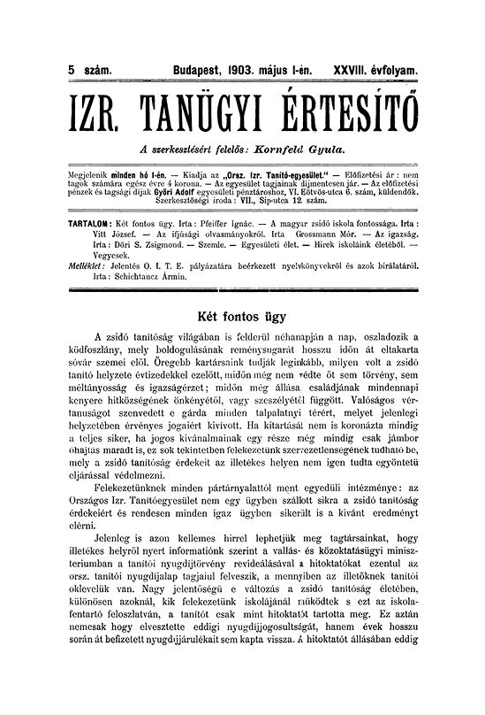 Izraelita Tan&uuml;gyi &Eacute;rtes&iacute;tő