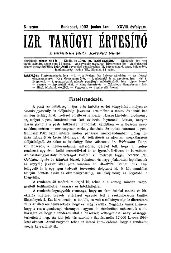 Izraelita Tan&uuml;gyi &Eacute;rtes&iacute;tő