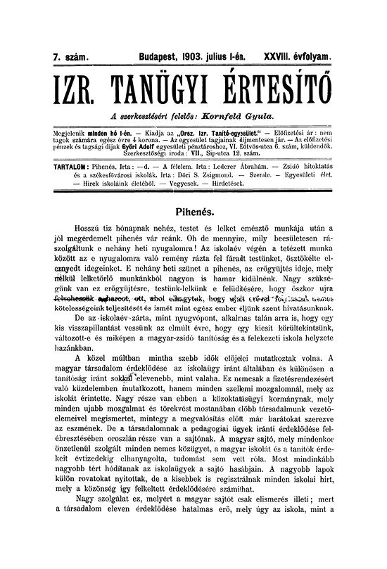 Izraelita Tan&uuml;gyi &Eacute;rtes&iacute;tő