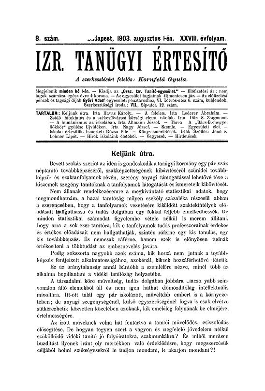 Izraelita Tan&uuml;gyi &Eacute;rtes&iacute;tő