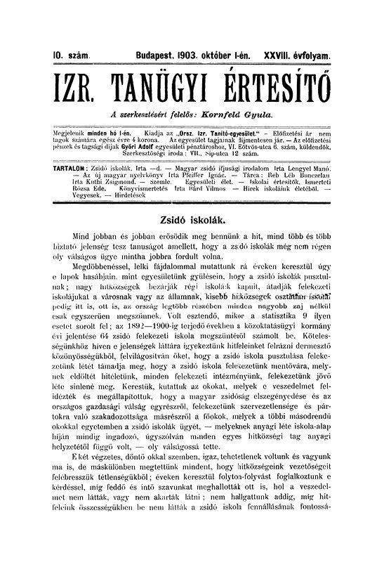 Izraelita Tan&uuml;gyi &Eacute;rtes&iacute;tő