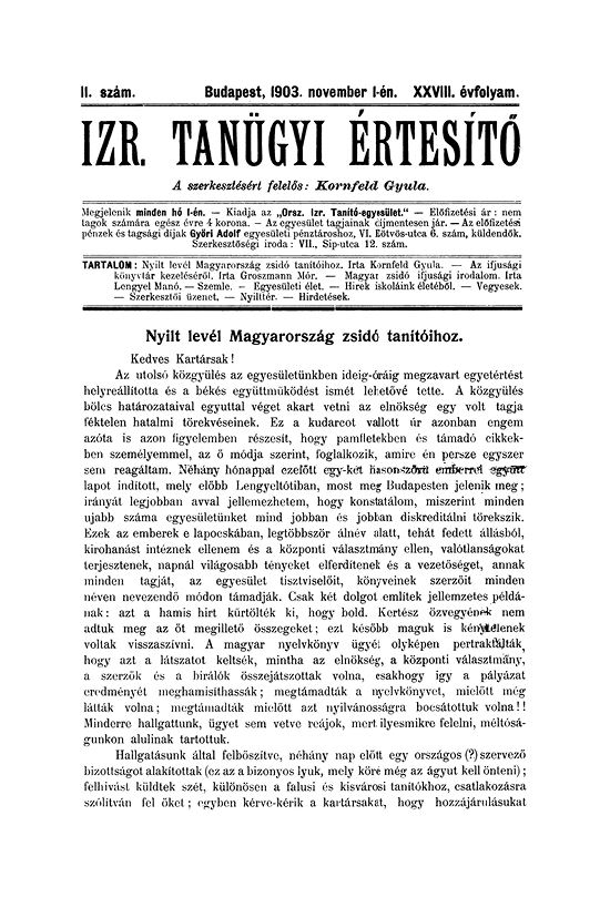 Izraelita Tan&uuml;gyi &Eacute;rtes&iacute;tő