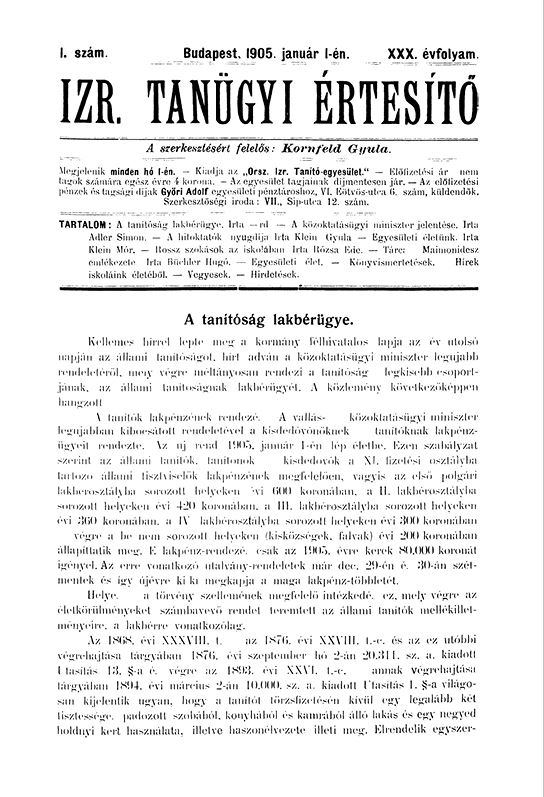 Izraelita Tan&uuml;gyi &Eacute;rtes&iacute;tő