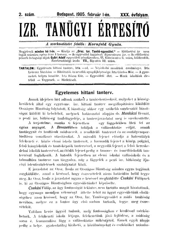 Izraelita Tan&uuml;gyi &Eacute;rtes&iacute;tő