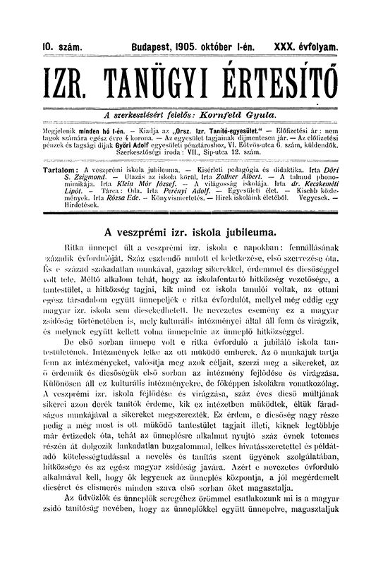 Izraelita Tan&uuml;gyi &Eacute;rtes&iacute;tő