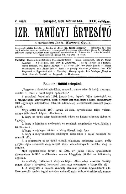Izraelita Tan&uuml;gyi &Eacute;rtes&iacute;tő
