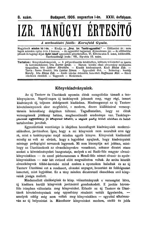 Izraelita Tan&uuml;gyi &Eacute;rtes&iacute;tő