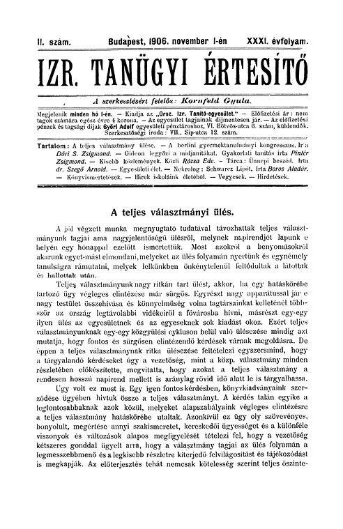 Izraelita Tan&uuml;gyi &Eacute;rtes&iacute;tő
