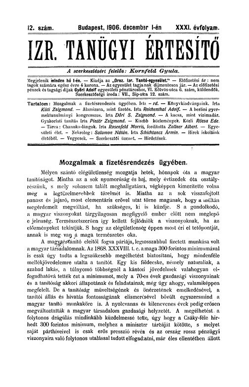Izraelita Tan&uuml;gyi &Eacute;rtes&iacute;tő