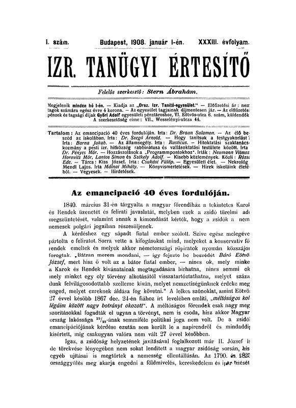 Izraelita Tan&uuml;gyi &Eacute;rtes&iacute;tő