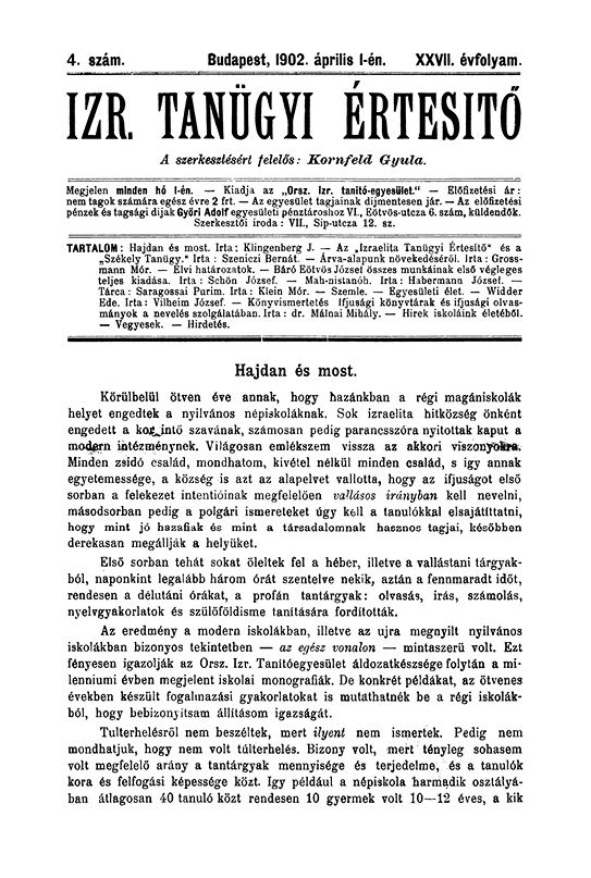 Izraelita Tan&uuml;gyi &Eacute;rtes&iacute;tő