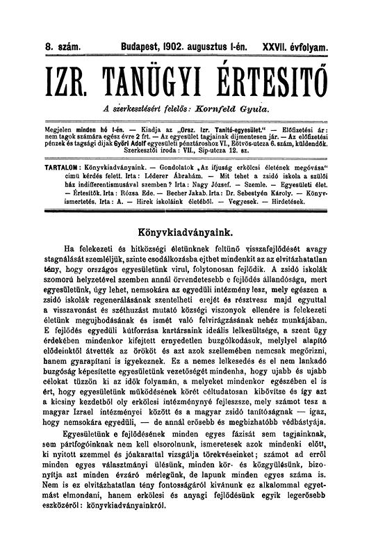 Izraelita Tan&uuml;gyi &Eacute;rtes&iacute;tő