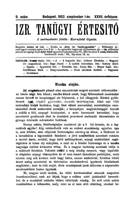 Izraelita Tan&uuml;gyi &Eacute;rtes&iacute;tő