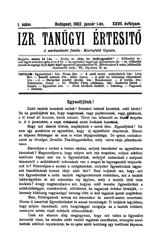 Izraelita Tan&uuml;gyi &Eacute;rtes&iacute;tő