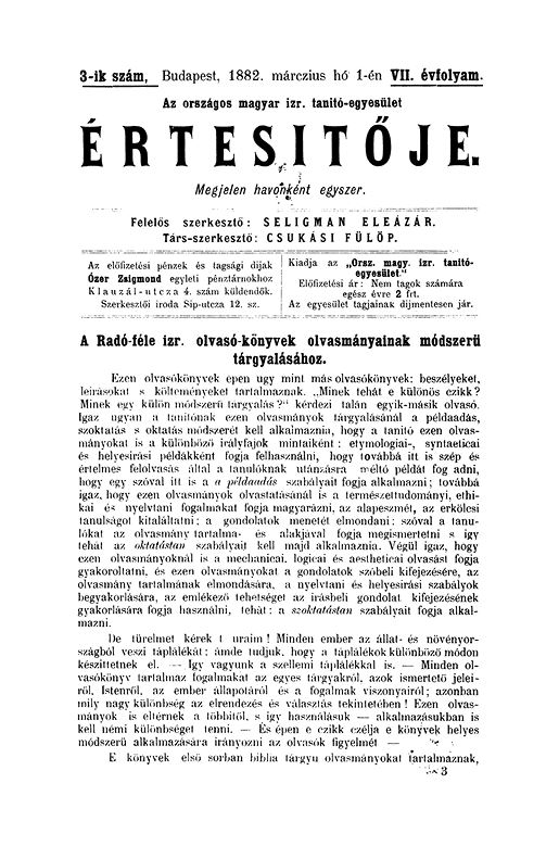 A Magyar Izraelita Orsz&aacute;gos Tan&iacute;t&oacute;-Egylet &eacute;rtes&iacute;tője