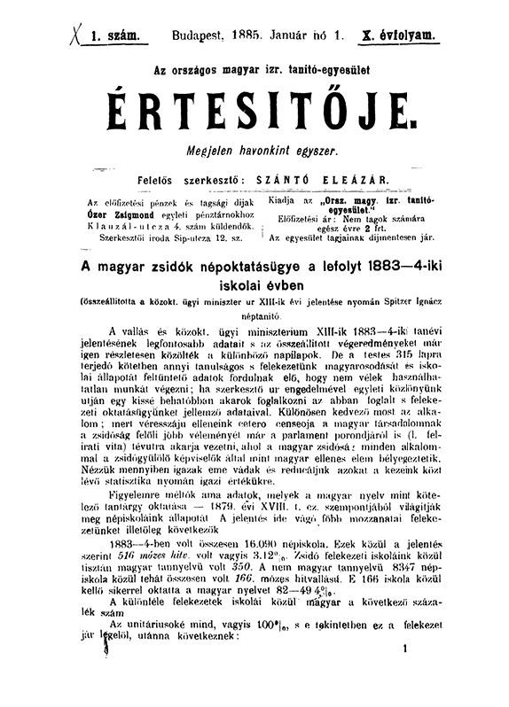 A Magyar Izraelita Orsz&aacute;gos Tan&iacute;t&oacute;-Egylet &eacute;rtes&iacute;tője