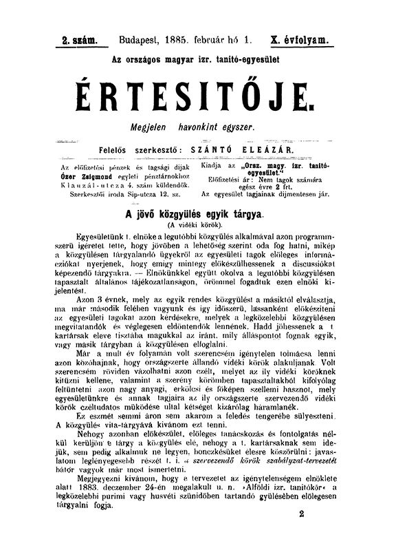 A Magyar Izraelita Orsz&aacute;gos Tan&iacute;t&oacute;-Egylet &eacute;rtes&iacute;tője
