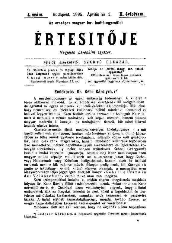 A Magyar Izraelita Orsz&aacute;gos Tan&iacute;t&oacute;-Egylet &eacute;rtes&iacute;tője