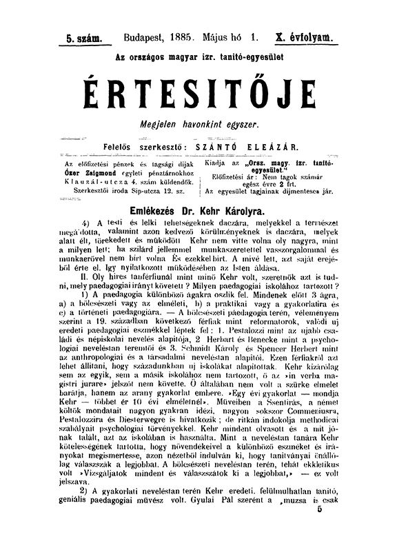 A Magyar Izraelita Orsz&aacute;gos Tan&iacute;t&oacute;-Egylet &eacute;rtes&iacute;tője