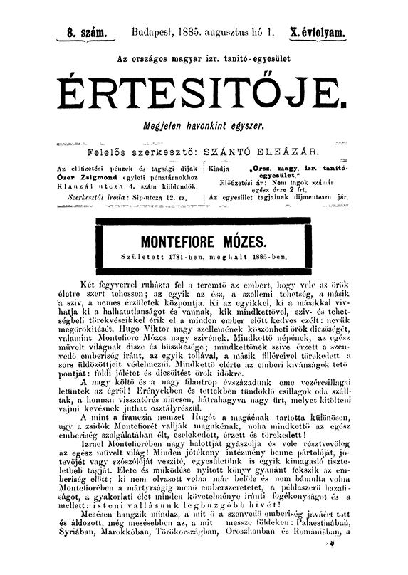A Magyar Izraelita Orsz&aacute;gos Tan&iacute;t&oacute;-Egylet &eacute;rtes&iacute;tője
