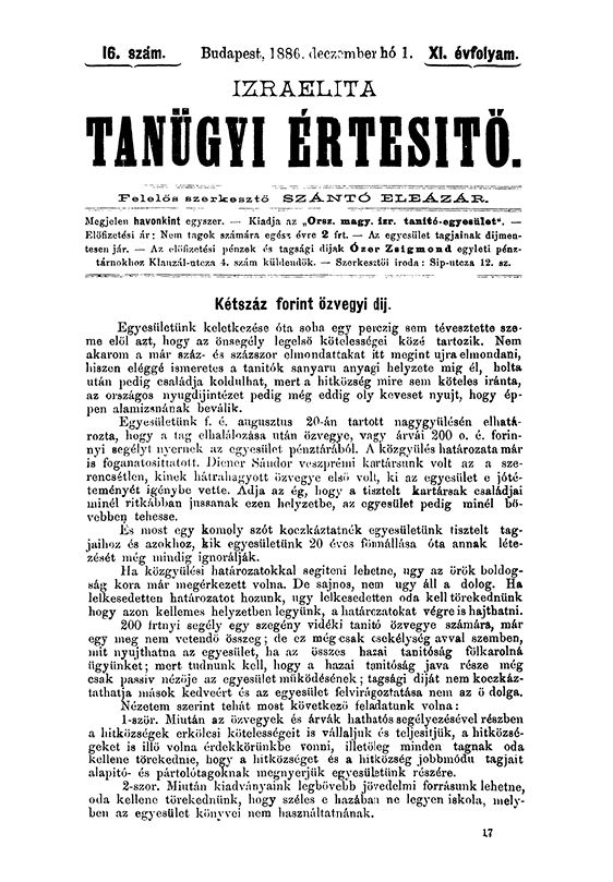 Izraelita Tan&uuml;gyi &Eacute;rtes&iacute;tő