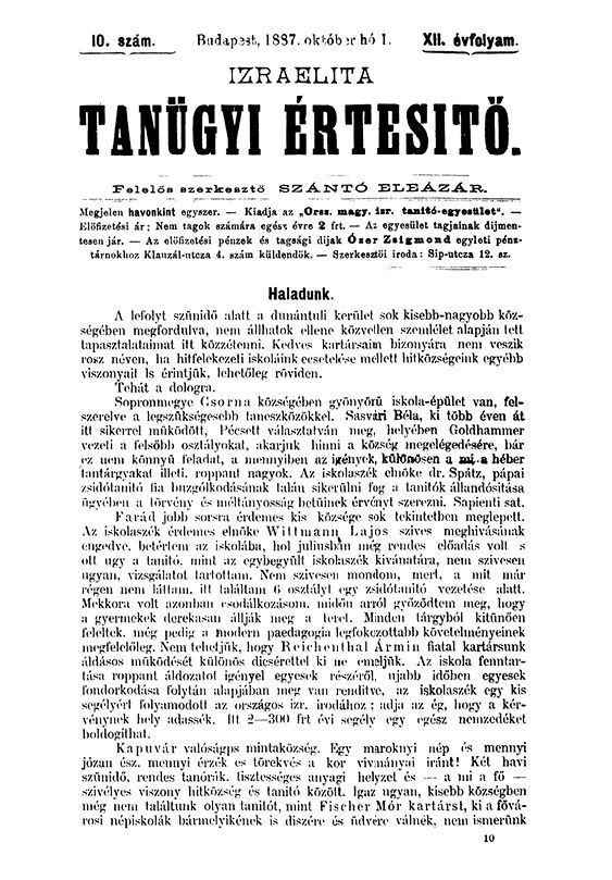 Izraelita Tan&uuml;gyi &Eacute;rtes&iacute;tő